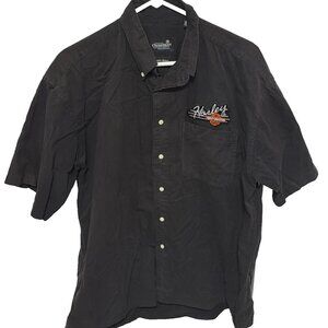 Harley Davidson Original Chino Black Collared Buttondown Shirt Men's Size Large